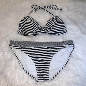 Old Navy Striped Bandeau Halter Bikini Swimsuit XL